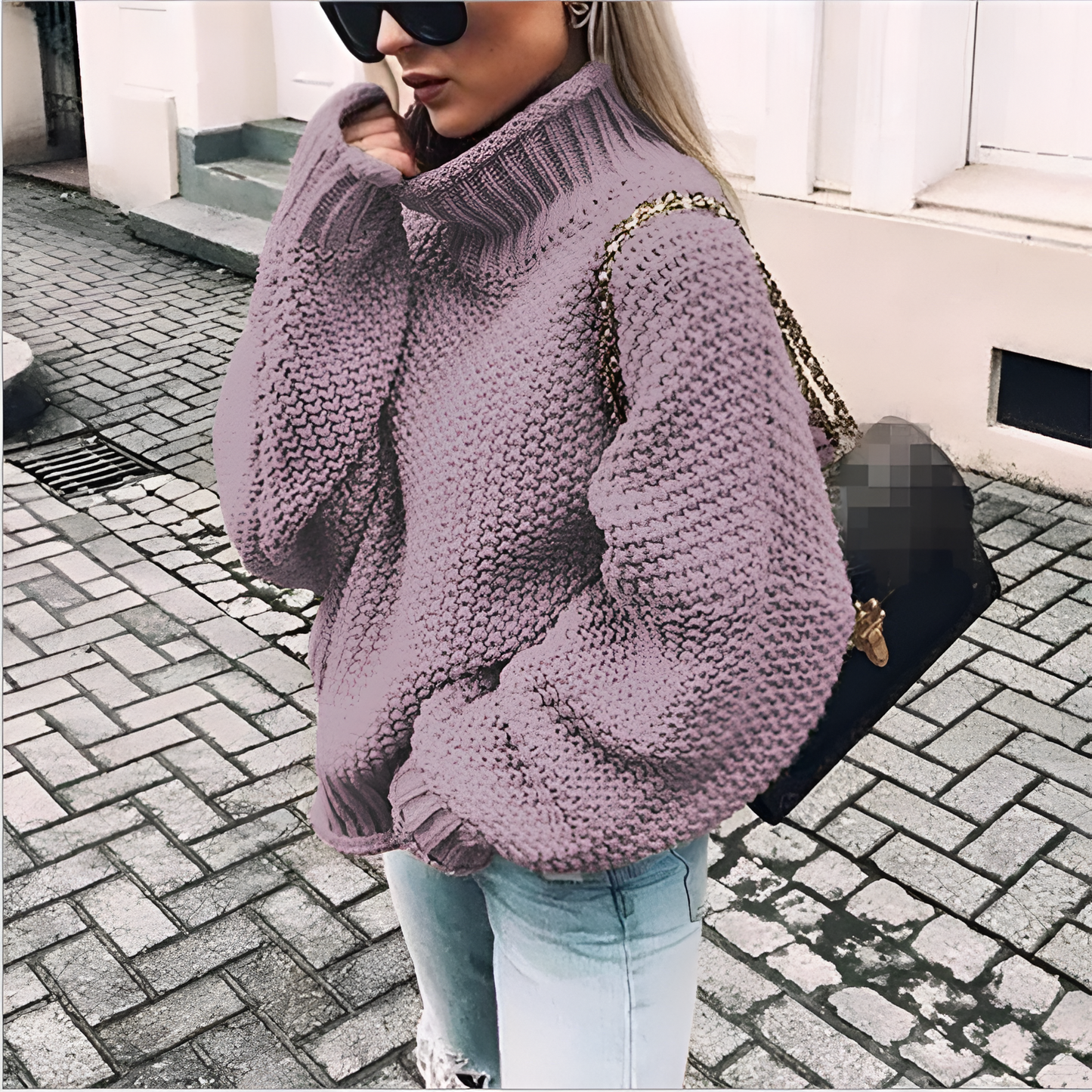 Warm Women's Crew Neck Thick Wool Sweater