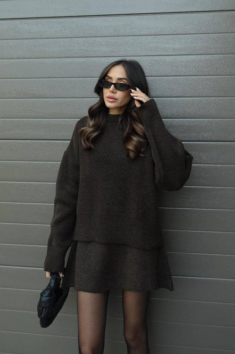 Cozy Knit Sweater and Skirt Outfit Set