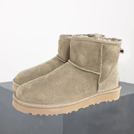 Fashionable Low Heel Black Ankle Boots with Faux Fur Lining - OutfitLondon