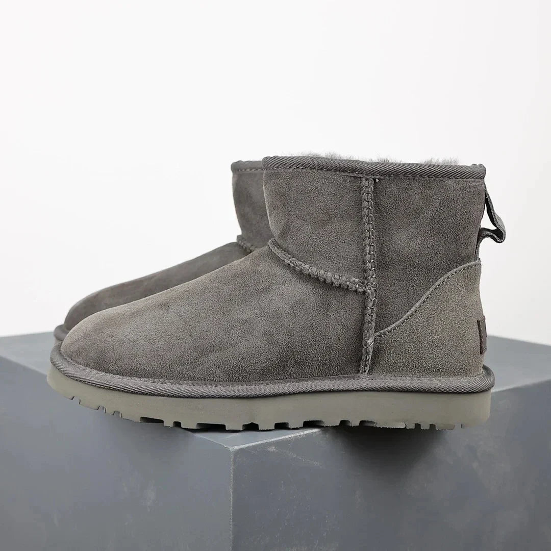Warm Faux Fur Ankle Boots - Comfortable Low Heel Boots - OutfitLondon