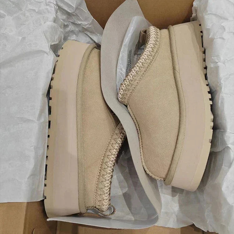 Warm Faux Fur Ankle Boots for Women - Beige Mini Boots - OutfitLondon