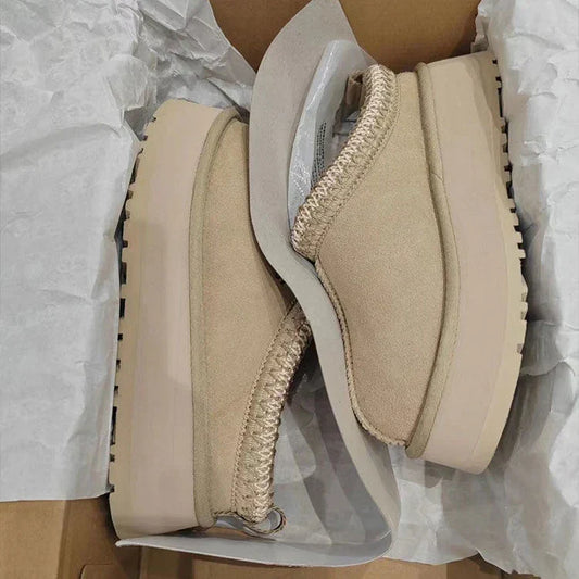 Warm Faux Fur Ankle Boots for Women - Beige Mini Boots - OutfitLondon