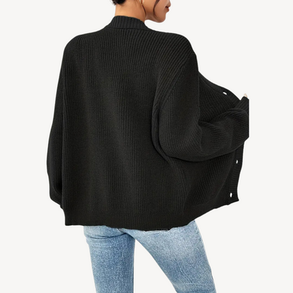 Ladies Classic Crew Neck Cardigan Sweater