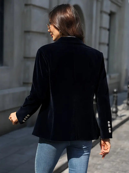 Luxurious Velvet Jacket with Gold Buttons for Women