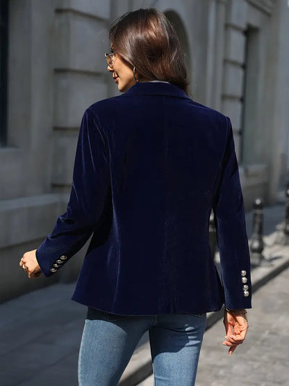 Luxurious Velvet Jacket with Gold Buttons for Women