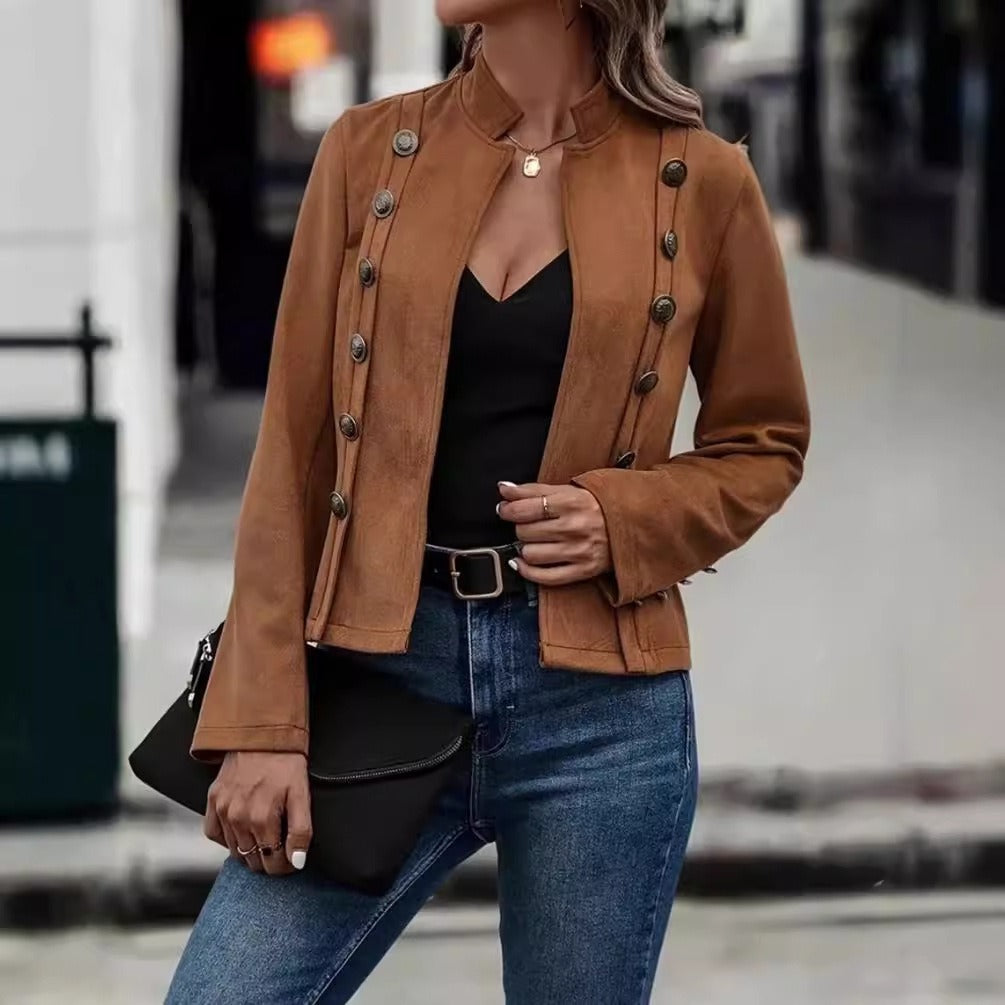 Luxurious Velvet Double Breasted Women's Jacket
