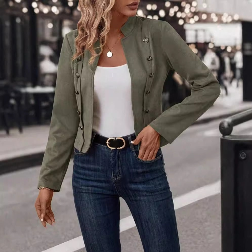 Luxurious Velvet Double Breasted Women's Jacket