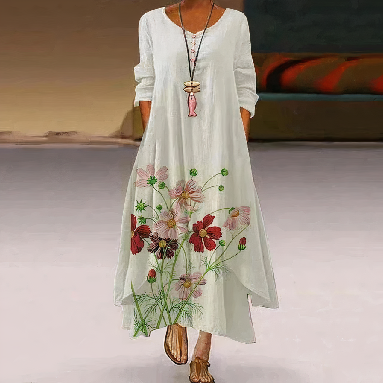Women's Pretty Flower Fit Dress - OutfitLondon