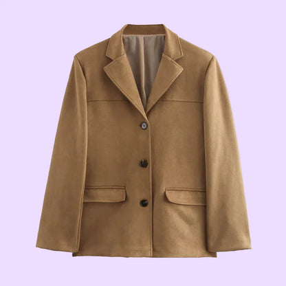 Classic Brown Faux Leather Women's Jacket