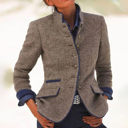 Classic Ladies Long Sleeved High Neck Coat - OutfitLondon