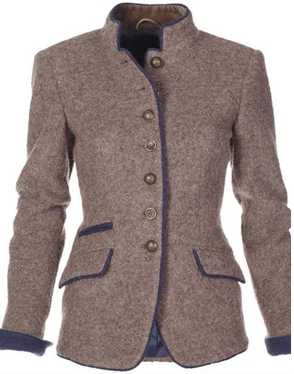 Classic Ladies Long Sleeved High Neck Coat