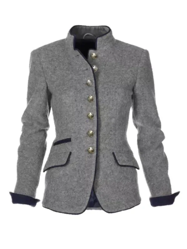 Classic Ladies Long Sleeved High Neck Coat