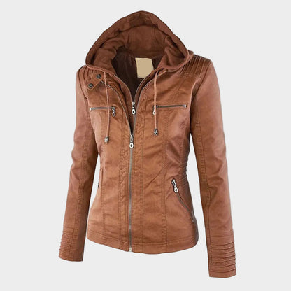 Waterproof Insulated Women's Leather Jacket - OutfitLondon
