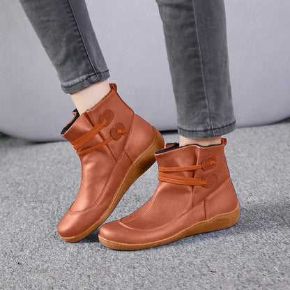 Warm Waterproof Leather Ankle Boots