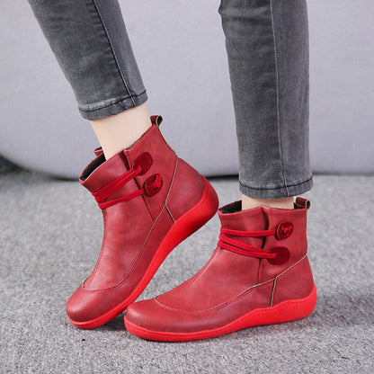 Warm Waterproof Leather Ankle Boots