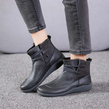 Warm Waterproof Leather Ankle Boots