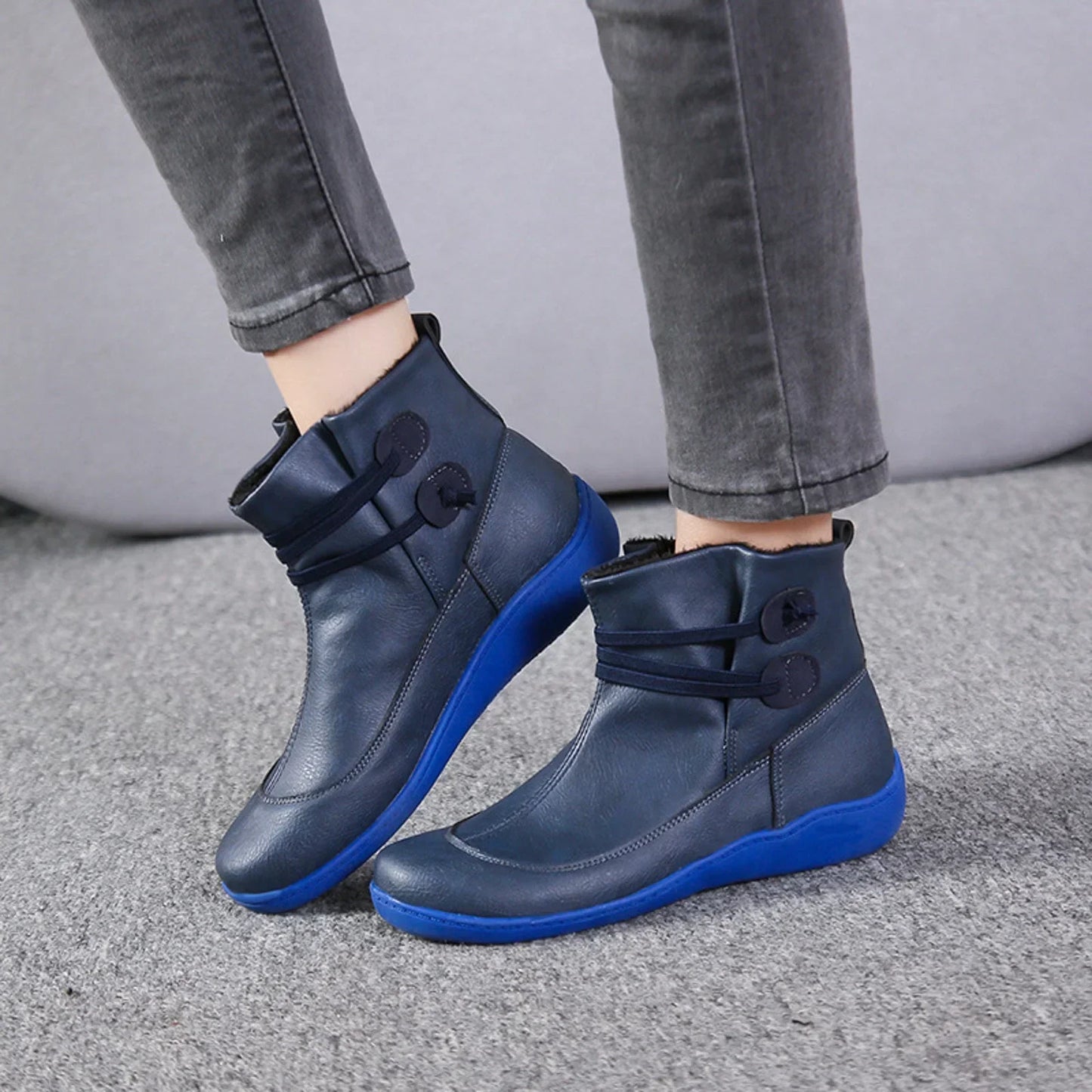 Warm Waterproof Leather Ankle Boots
