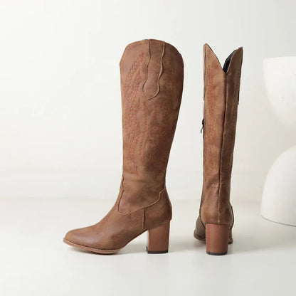 Ladies Synthetic Leather High Riding Boots - OutfitLondon