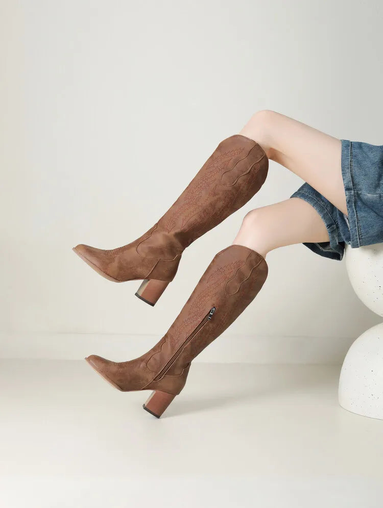 Ladies Synthetic Leather High Riding Boots