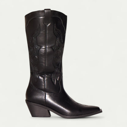 Ladies Classic Leather Cowboy Boots - OutfitLondon