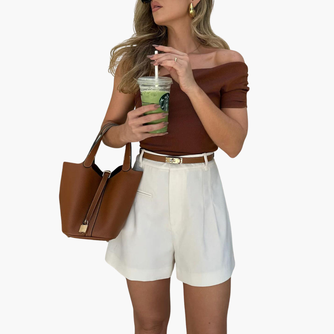 Women's Casual Wide Leg Pleated Cotton Shorts