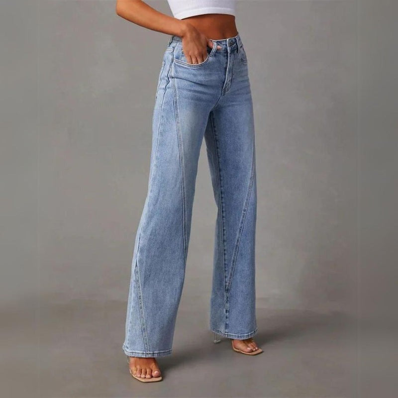 Women's Comfortable High Waist Wide Leg Denim Jeans