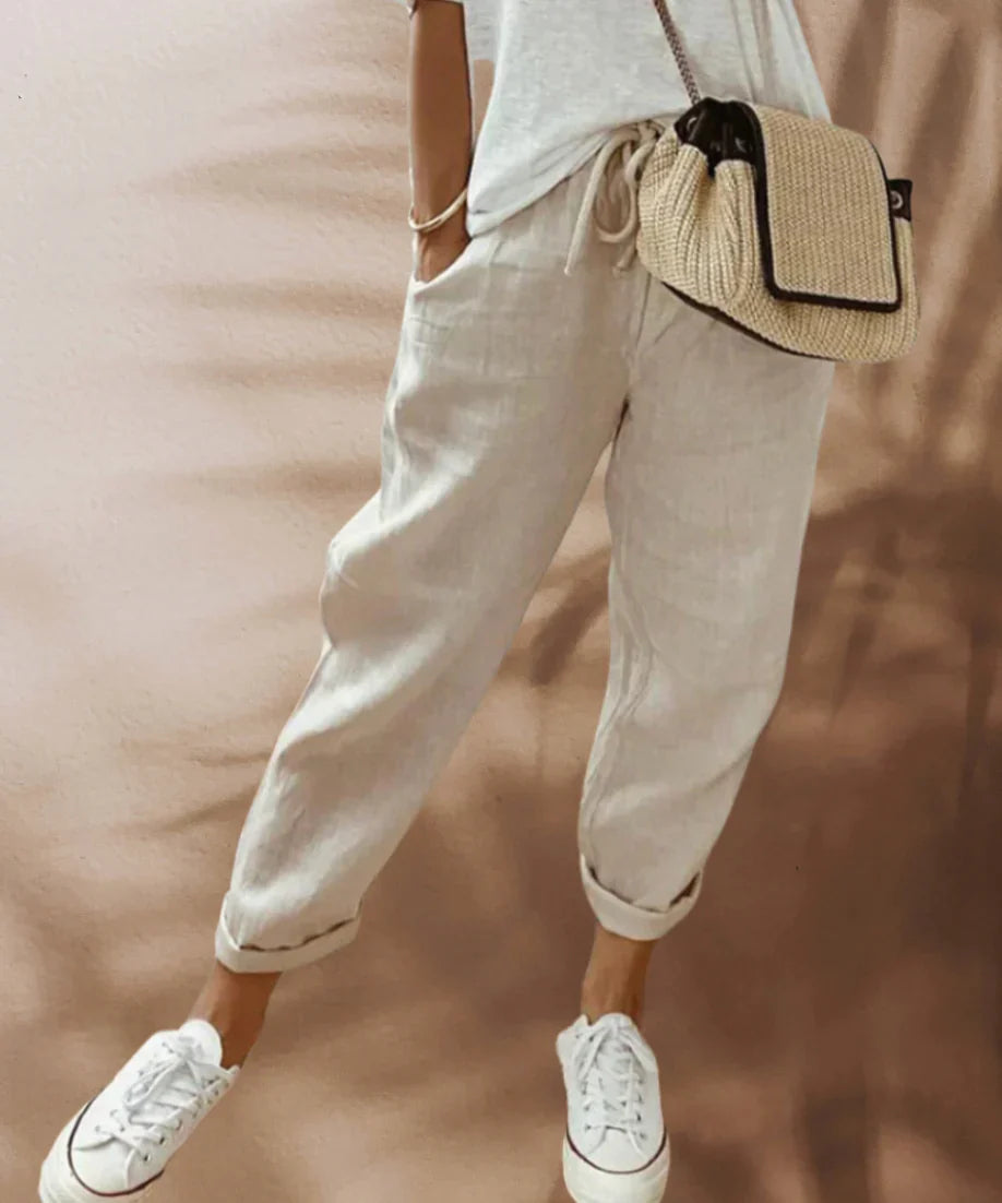 Women's Casual Wide Leg Linen Trousers