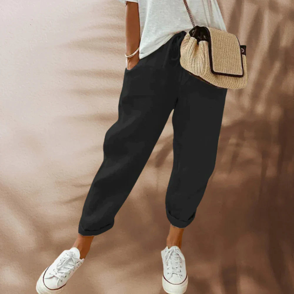 Women's Casual Wide Leg Linen Trousers