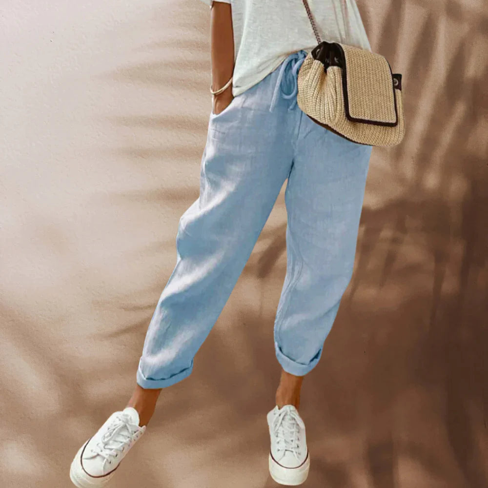 Women's Casual Wide Leg Linen Trousers