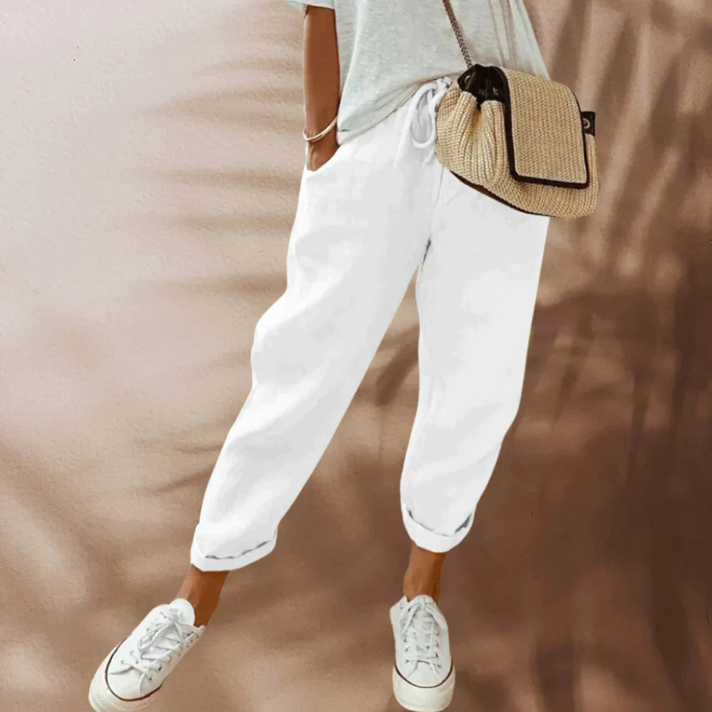 Women's Casual Wide Leg Linen Trousers