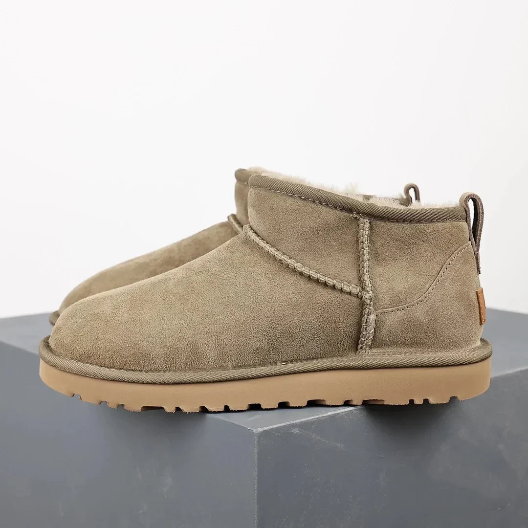 Comfy Beige Ankle Boots with Faux Fur Lining - OutfitLondon