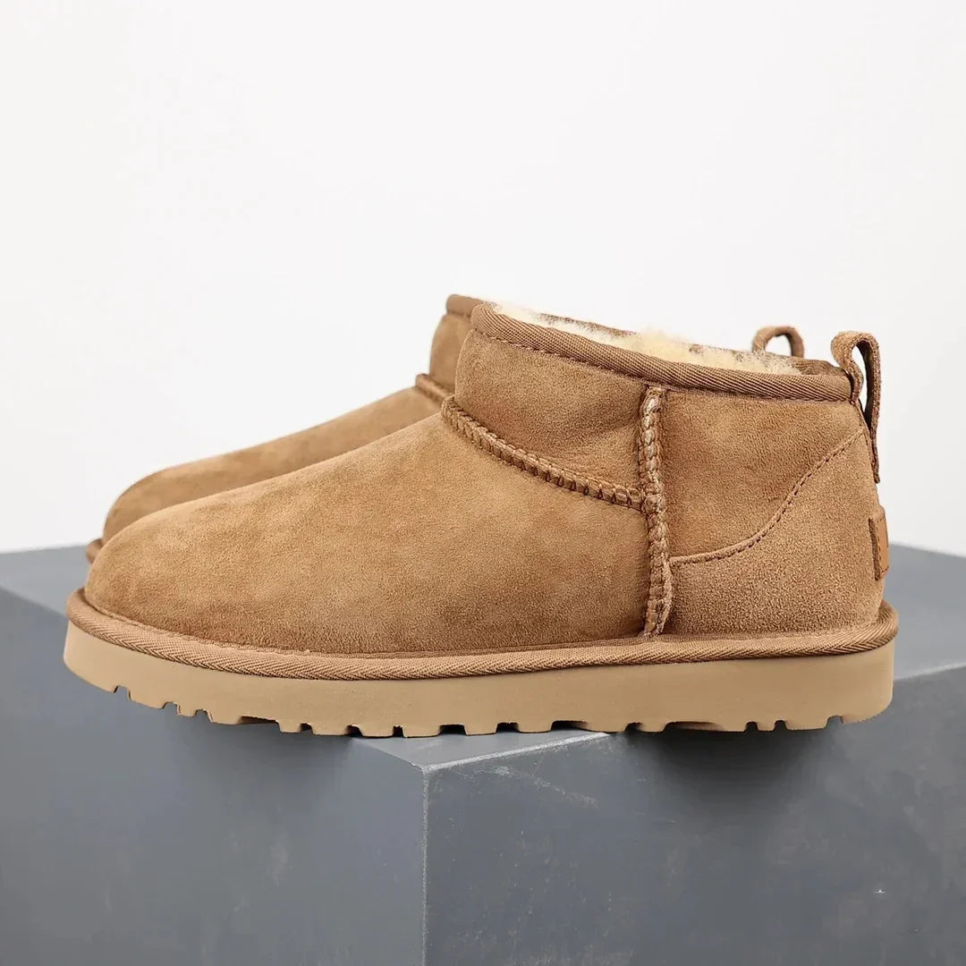 Warm Black Furry Ankle Boots for Women