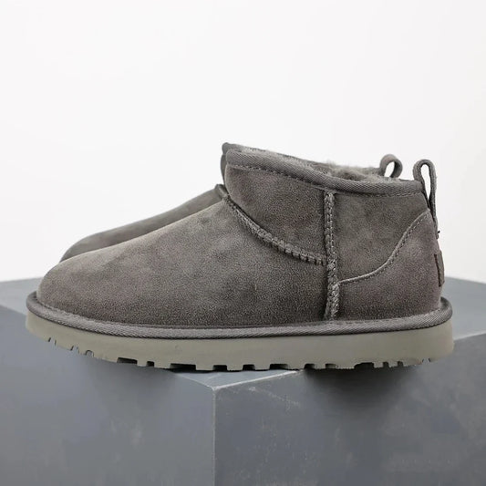 Comfortable Gray Fur Lined Ankle Boots for Women - OutfitLondon