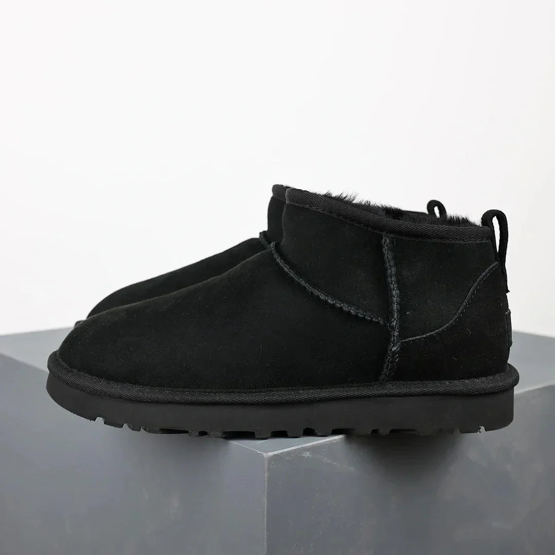 Warm Black Furry Ankle Boots for Women