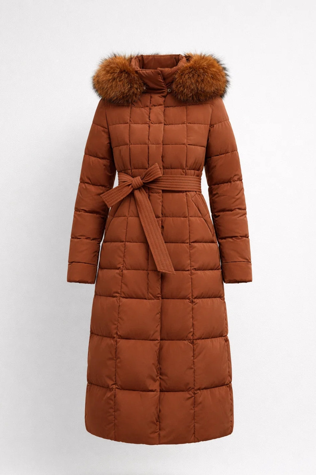 Women's Classic Wool Blend Fitted Long Winter Coat
