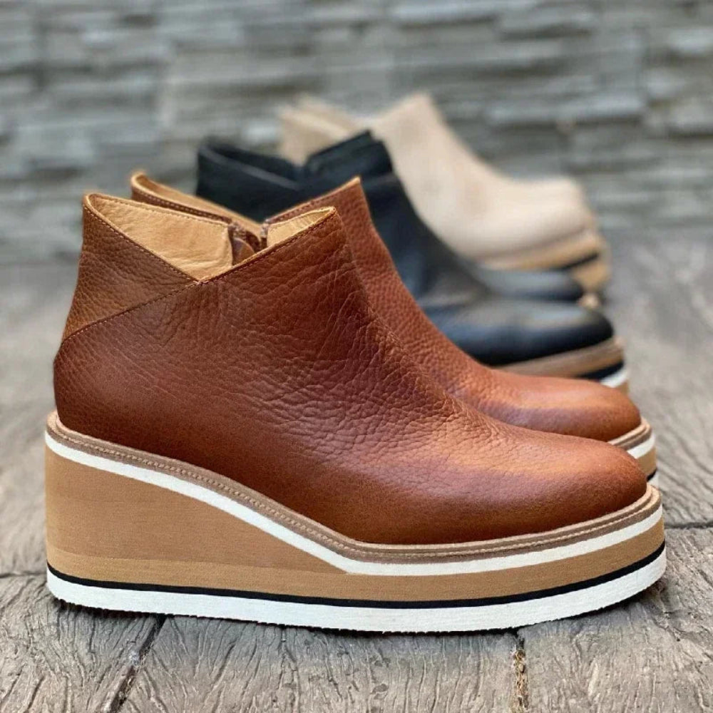 Women's Comfortable Low Heel Ankle Boots - OutfitLondon