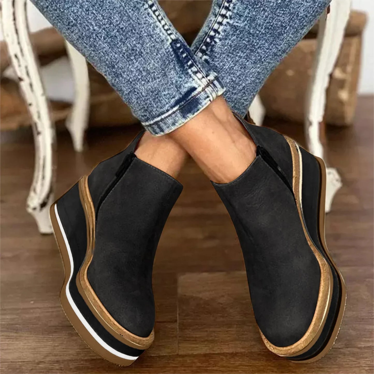 Women's Comfortable Low Heel Ankle Boots