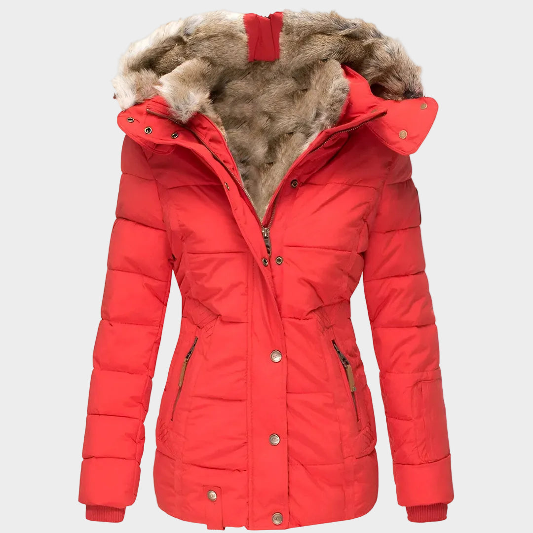 Women's Insulated Down Filled Parka Coat with Fur Hood