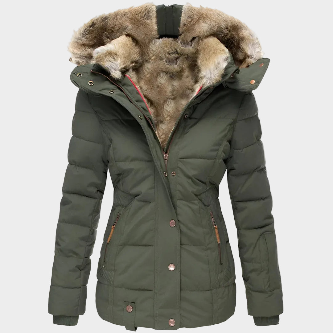 Women's Insulated Down Filled Parka Coat with Fur Hood