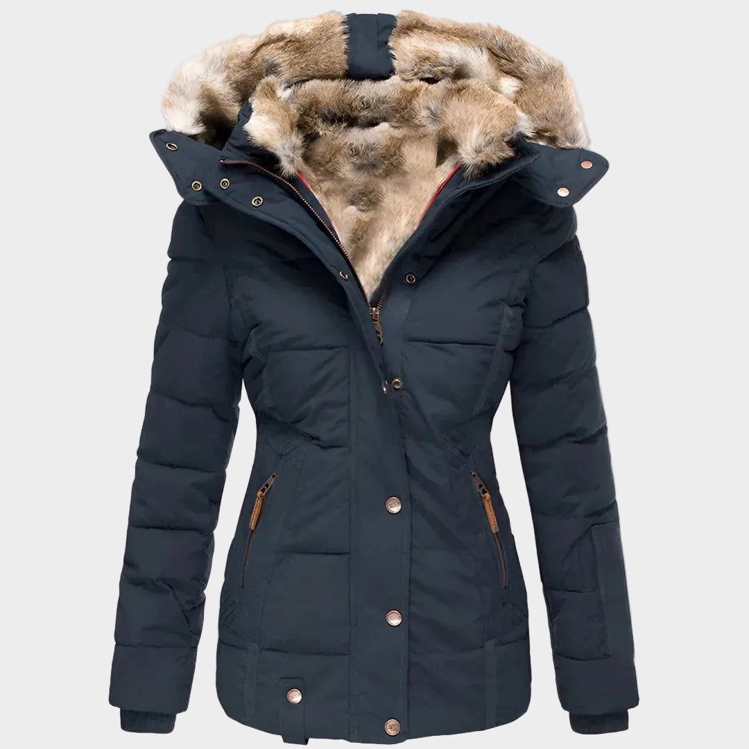Women's Insulated Down Filled Parka Coat with Fur Hood