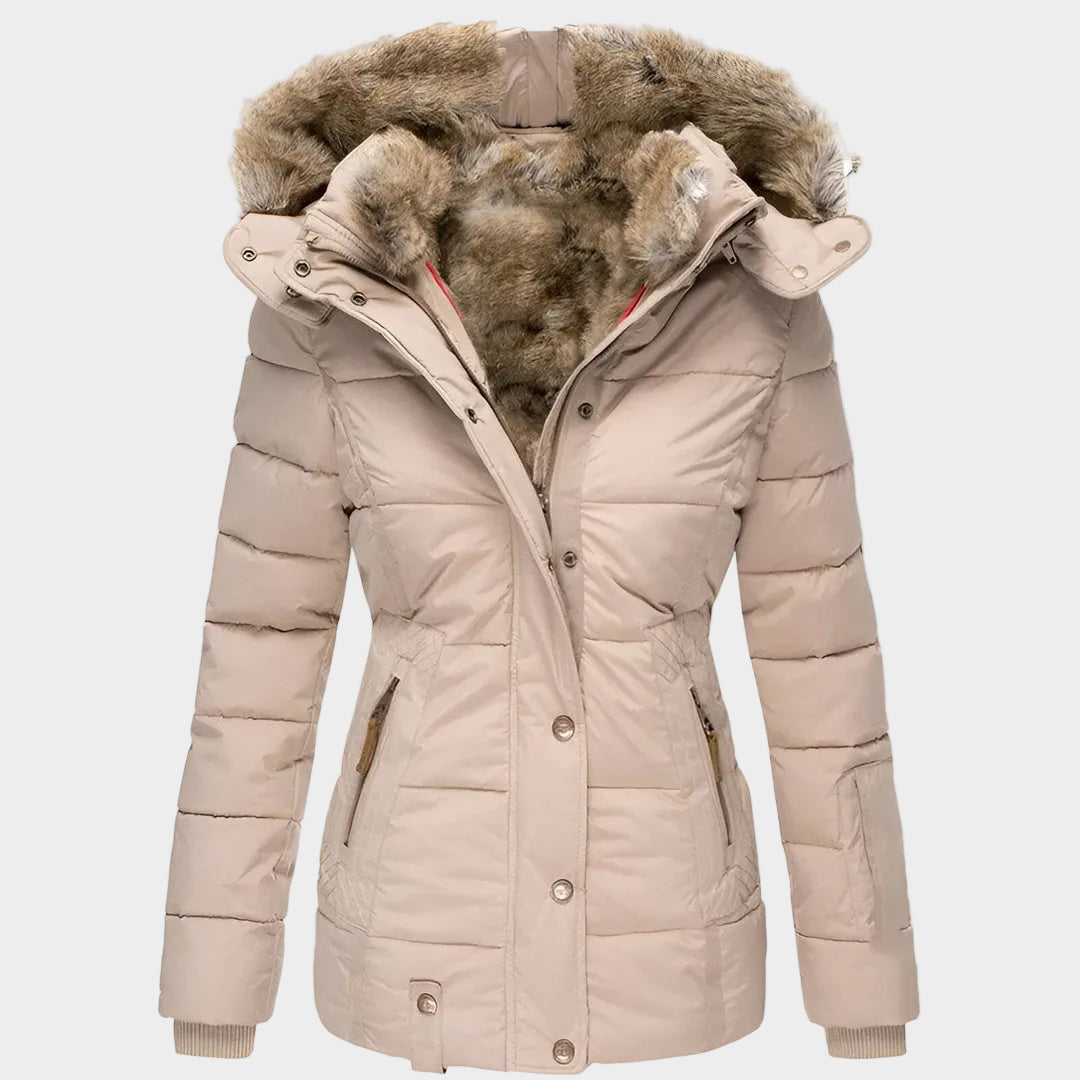 Women's Insulated Down Filled Parka Coat with Fur Hood