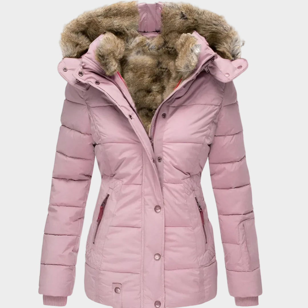 Women's Insulated Down Filled Parka Coat with Fur Hood