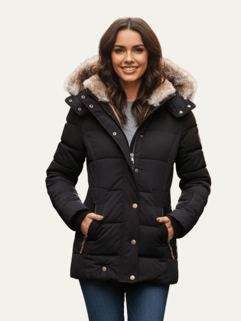 Fitted Waist Warm Winter Coat - OutfitLondon