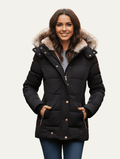 Fitted Waist Warm Winter Coat - OutfitLondon