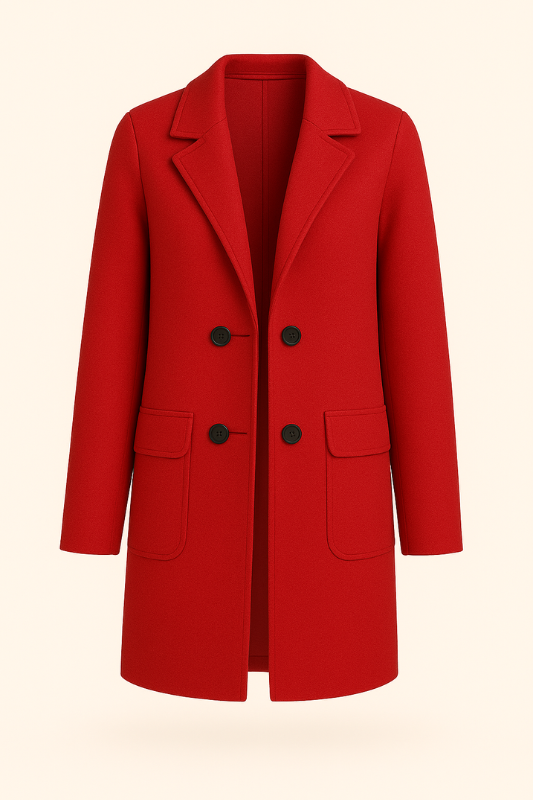 Warm Women's Double Breasted Long Coat with Pocket Details