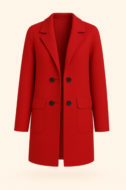 Warm Women's Double Breasted Long Coat with Pocket Details