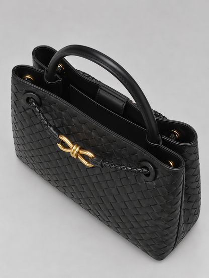 Women's Stylish Woven Vegan Leather Tote Handbag