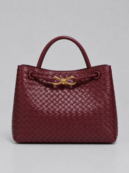 Women's Stylish Woven Vegan Leather Tote Handbag