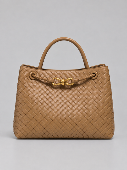Women's Stylish Woven Vegan Leather Tote Handbag