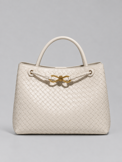 Women's Stylish Woven Vegan Leather Tote Handbag